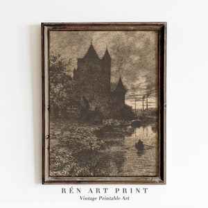 Vintage Gothic Landscape Art Print | Dark Academia Wall Decor (Digital Download)
