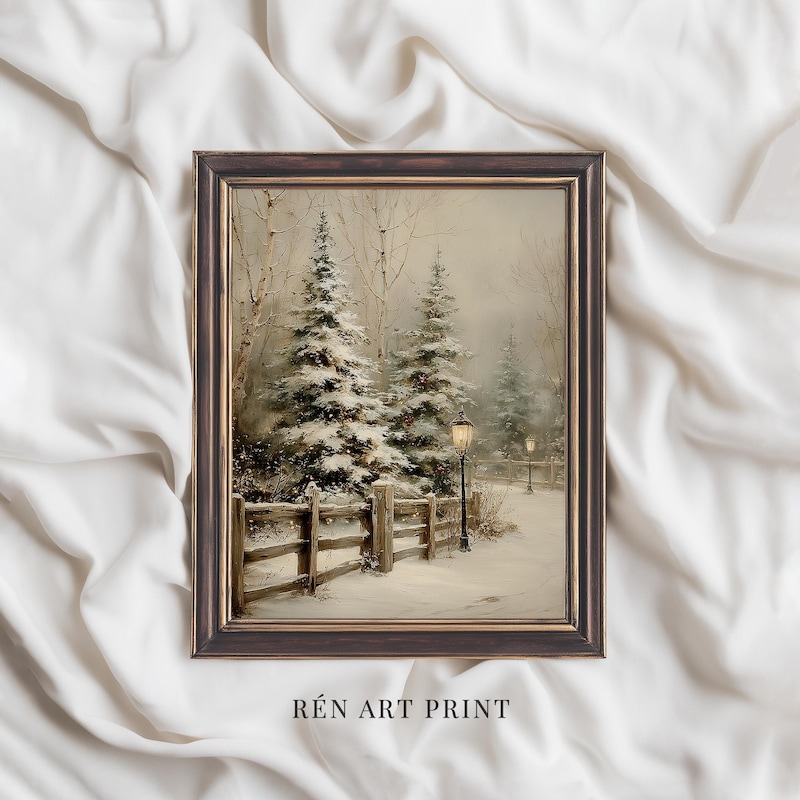 Rustic Snowy Pines Print - Etsy