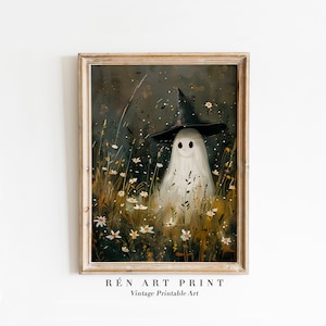 Gruselige Geist Wand Kunst | Süßer Halloween-Druck | Süßes Geisterbild | Blumengeist Print | Geist-Spooky-Wand-Dekor | Halloween-Geist