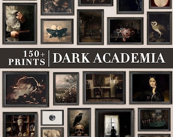 Arte de parede estilo Dark Academia | Mais de 150 gravuras góticas vitorianas (download digital)