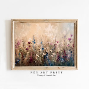 Vintage Floral Wall Art | Printable Wildflower Painting | Country Kitchen Wall Decor | Botanical Wall Art | Antique Farmhouse  Flower Print