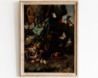 Vintage donker bos kunstafdruk | Sfeervol olieverfschilderij (digitale download)