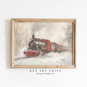 Vintage Christmas Train Print | Winter Farmhouse Wall Art (Digital Download)