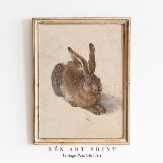 Vintage Bunny Print | Antique Rabbit Painting, Nursery Wall Art (Digital Download)