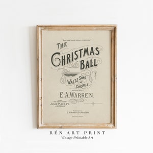 Vintage Christmas Ball Digital Print | Antique Music Cover Poster | Christmas Wall Decor | Holiday Printable Art | Antique Christmas Poster