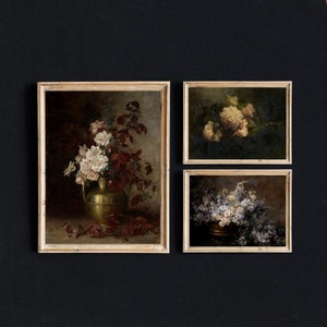 Moody Floral Gallery Wall Print Set | Dark Academia, Vintage Art ...