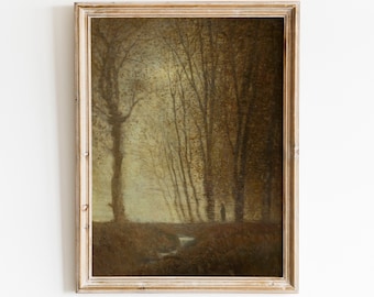 Moody Autumn Landscape Painting | Vintage Printable Art (Digital Download)