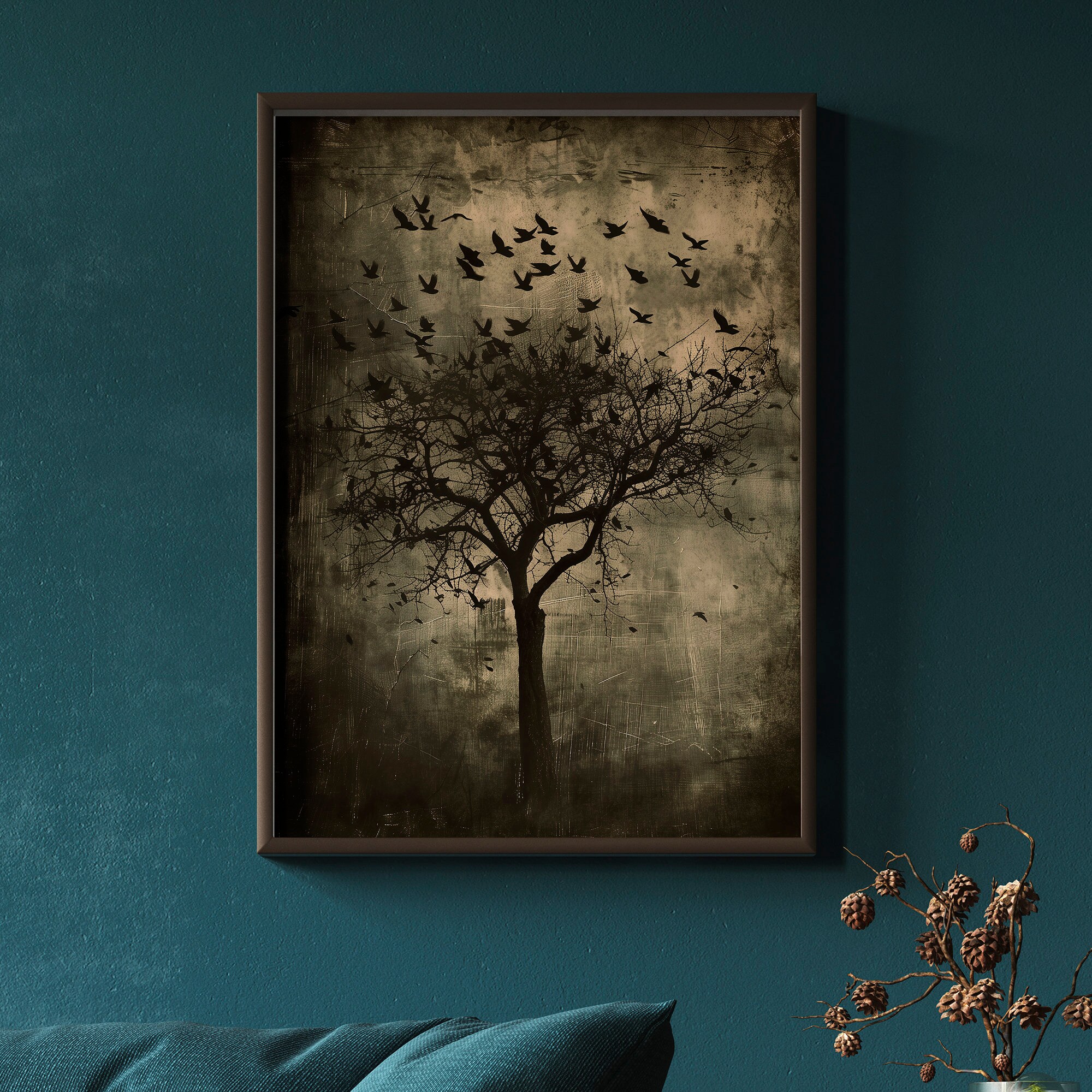 Vintage Gothic Tree Print | Moody Dark Academia Wall Art (digital ...