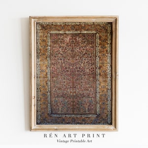 Vintage Persian Rug Print | Textile Wall Art Printable | Antique Tapestry Digital Download| Farmhouse Wall Decor | Rug Pattern Textile Print