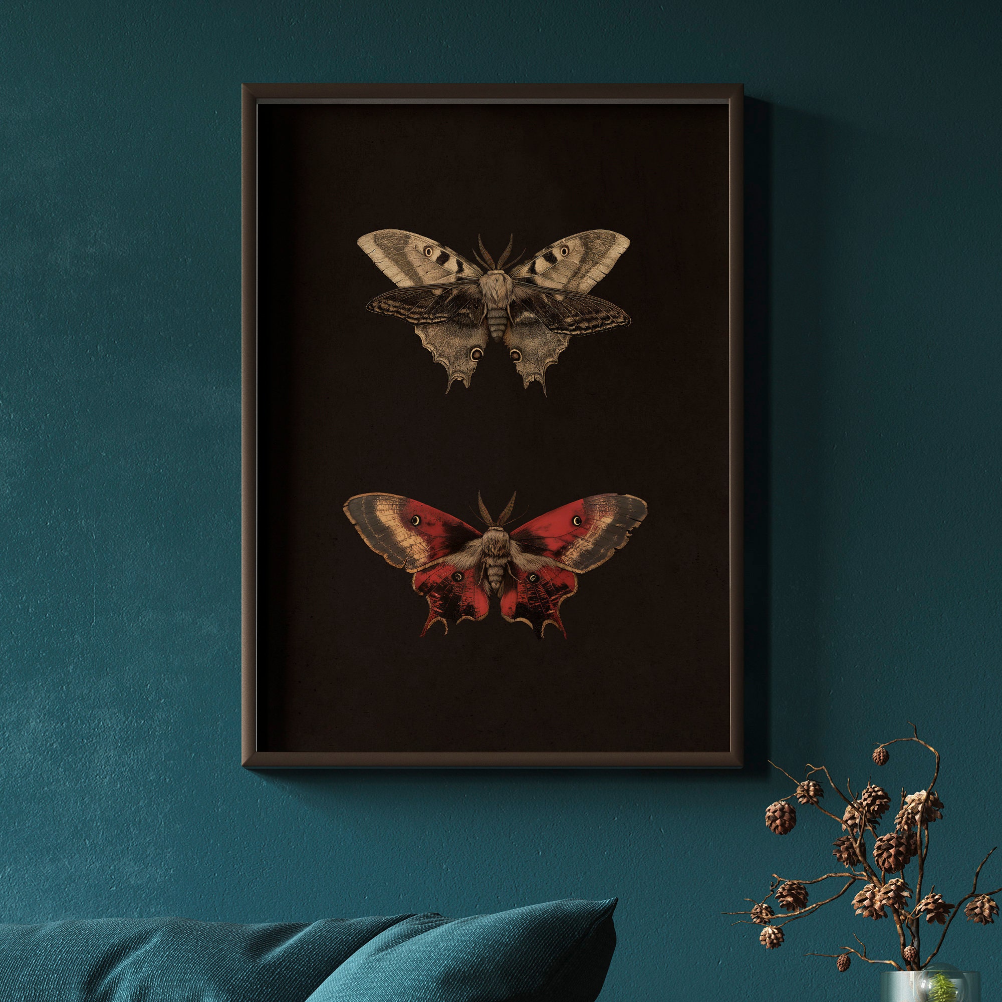 Vintage Moth Art Print | Dark Cottagecore Halloween Decor (digital ...