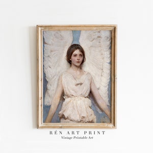 Vintage Angel Digital Print | Light Academia Decor | Christian Printable Art | Angel Woman Painting Wall Art | Antique Religious Wall Decor