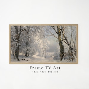 Christmas For Frame TV | Winter Landscape TV Art | Snowy Forest Painting Samsung Frame TV | Vintage Holiday Decor | Rustic Digital Download