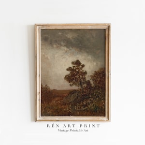 Vintage Herbst Landschaft Gemälde | Stimmungsvolle Landschaftskunst (Digitaler Download)