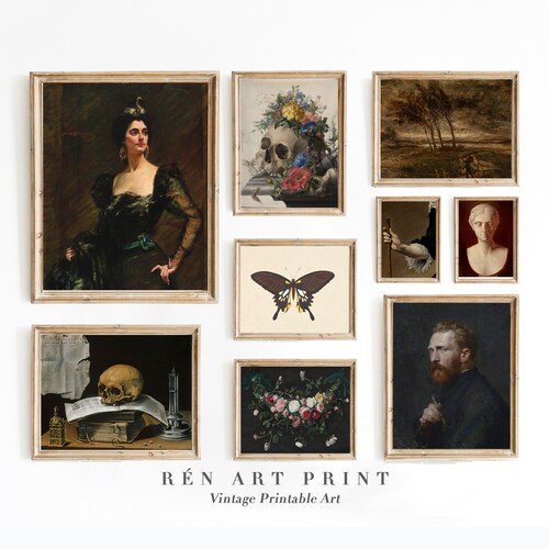 Victorian Painting Wall Art Vintage Eclectic Wall Art Dark Etsy