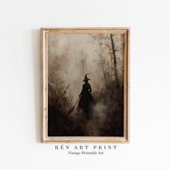 Vintage Witch Painting | Spooky Gothic Wall Art (Digital Download)