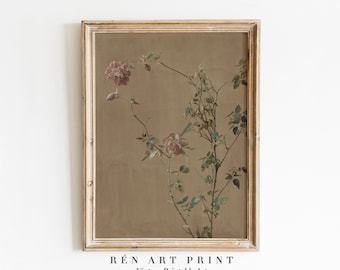 Antique Rose Painting Printable | Vintage Cottagecore Floral Wall Art (Digital Download)