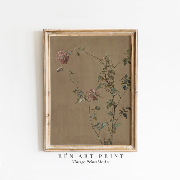 Antique Rose Painting Printable | Vintage Cottagecore Floral Wall Art (Digital Download)