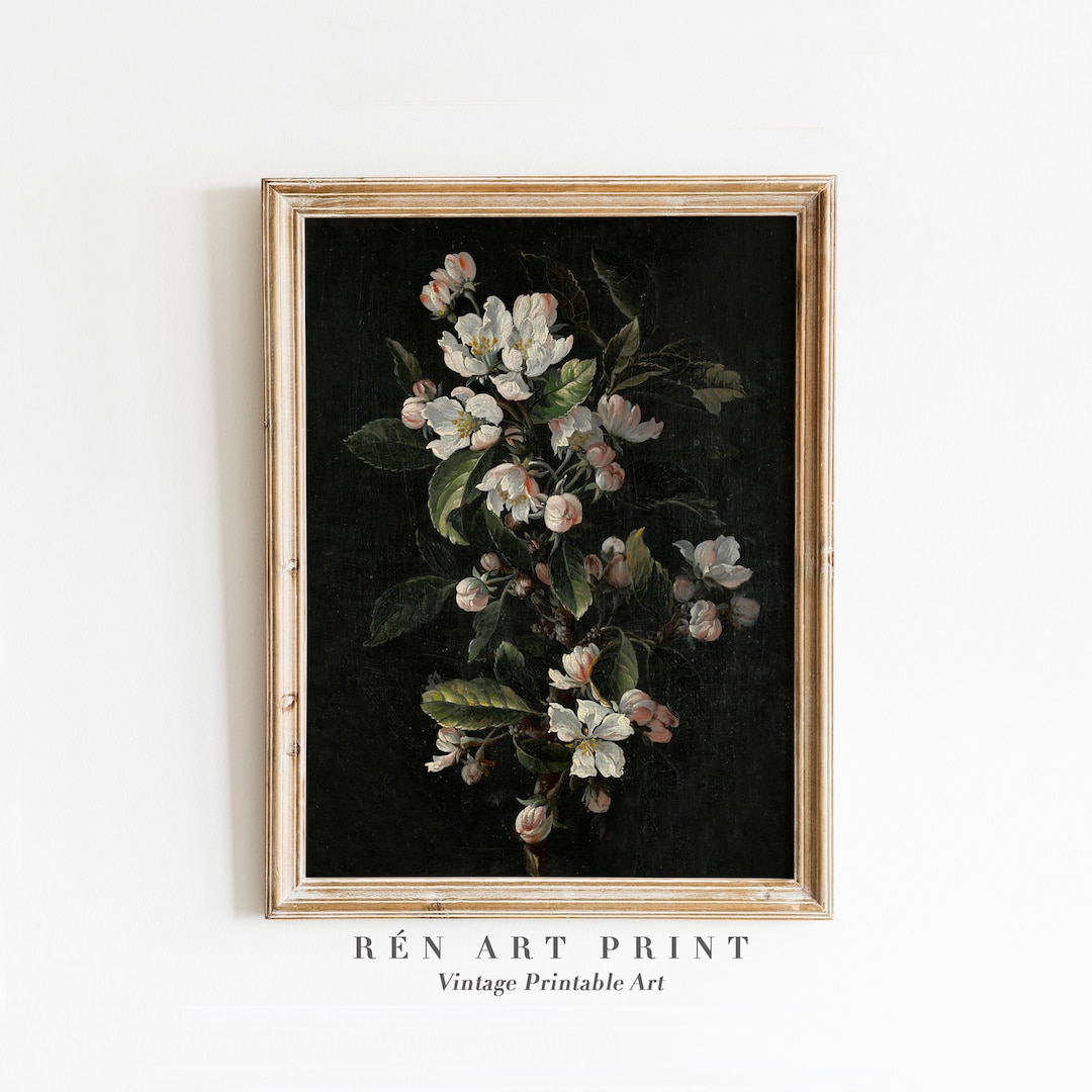 Dark Floral Still Life Painting | Vintage Moody Print (digital Print ...