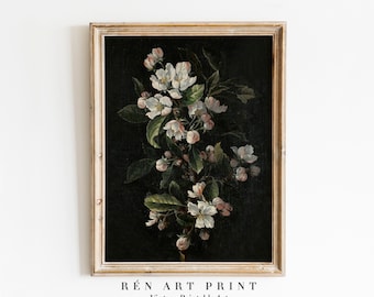 Dark Floral Still Life Painting | Vintage Moody Print (Digital Print)