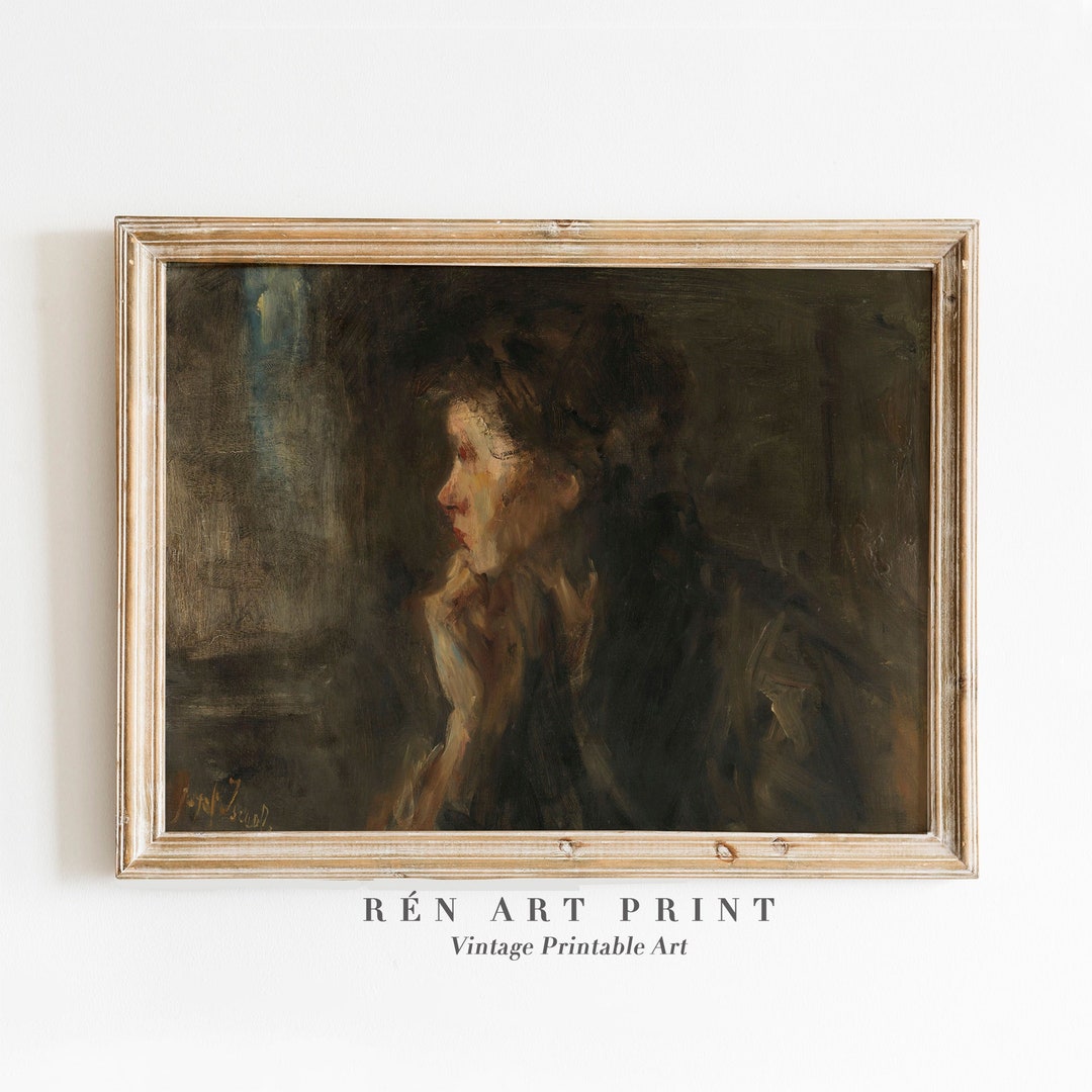 Vintage Woman Portrait Painting | Dark Moody Printable Wall Art ...