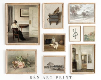 Vintage French Country Gallery Wall Art Set | Antique Neutral Gallery Wall Prints Digital Download | Farmhouse Living Room Decor Printable