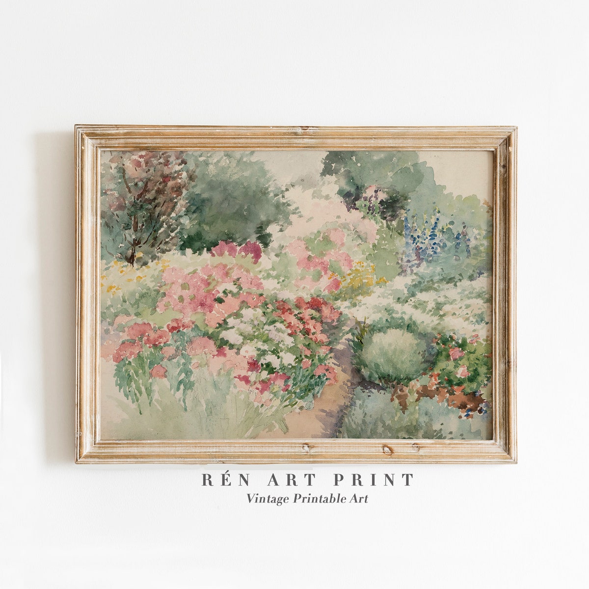 Spring Flower Field Art Print | Printable Wall Art | Watercolor Landscape Painting | Flower Meadow Wall Art | Vintage Style Digital Download - Etsy