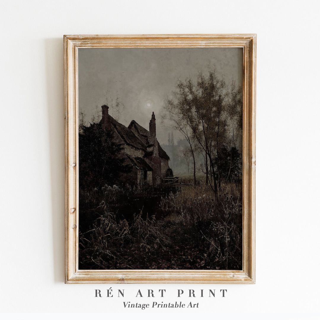Moody Landscape Painting Printable Wall Art Vintage Painting Dark