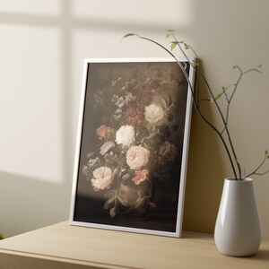 Moody Floral Painting | Vintage Flower Printable Wall Art (digital ...