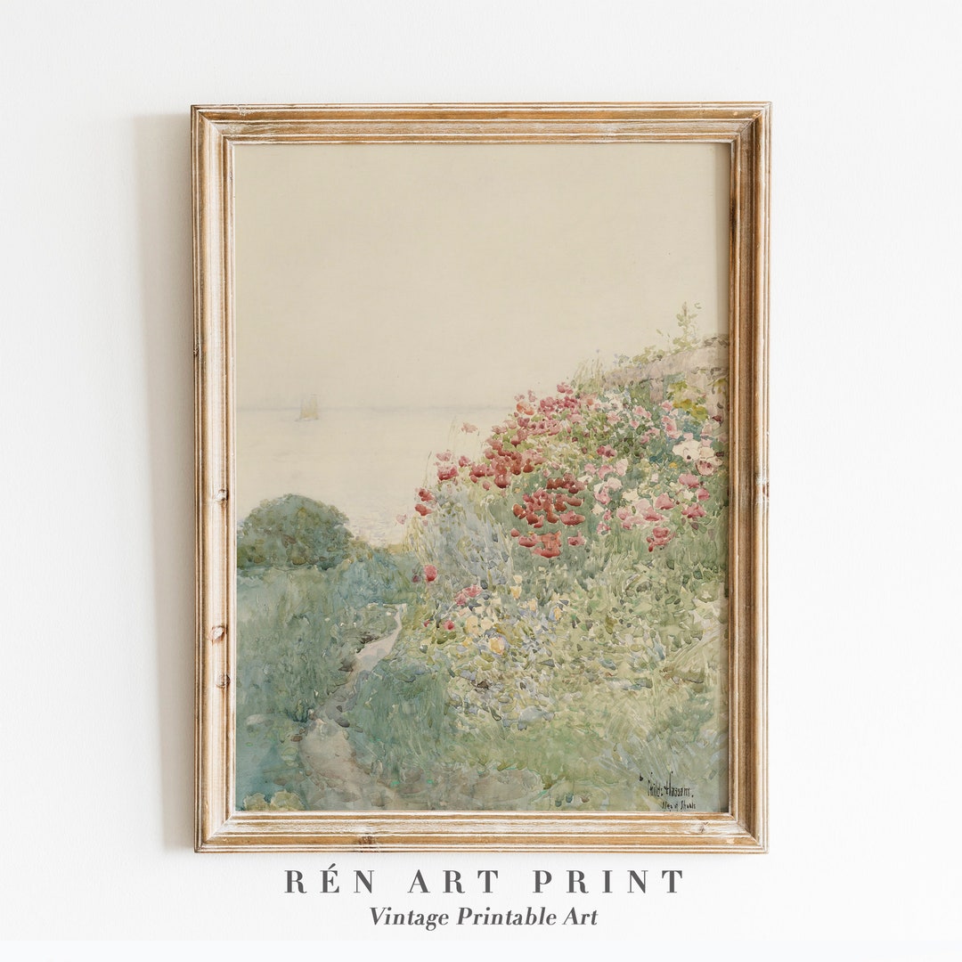 Vintage Flower Garden Painting | Cottage Landscape Art (digital ...