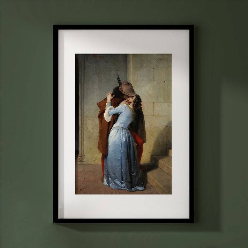 Vintage Kissing Couple Art Print | Antique Romanticism Painting (Digital Download) image 3