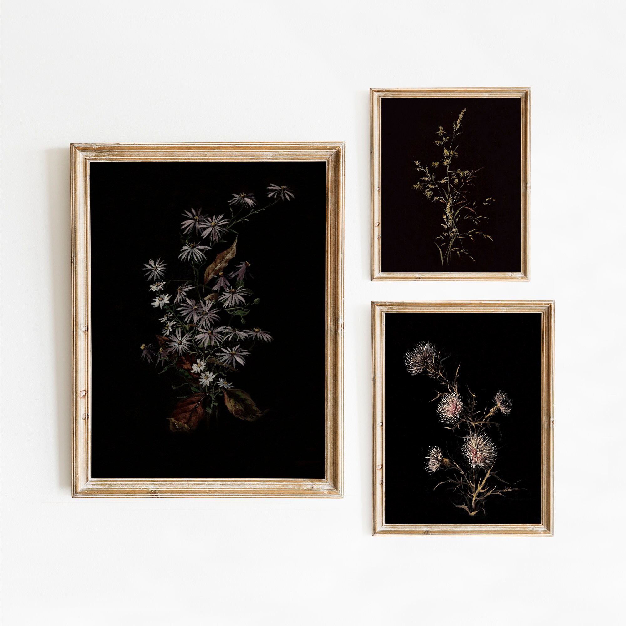 Dark Botanical Print Set: Moody Floral Gallery Wall Art (digital ...