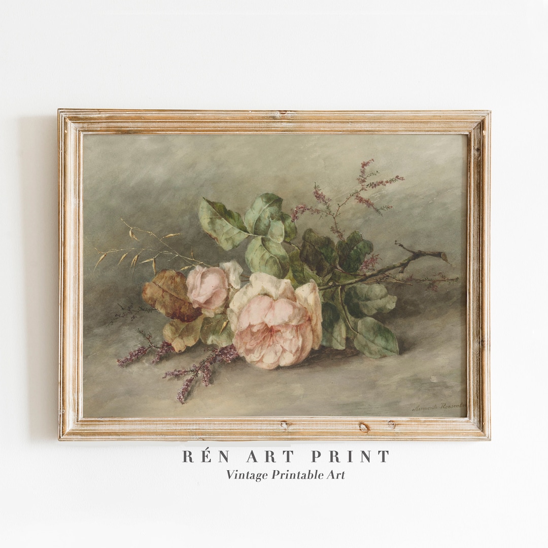 Antique Floral Wall Art Digital Download Farmhouse Wall Decor Vintage