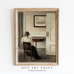 Moody Portrait Woman Painting | Antique Portrait Oil Painting | Vintage Print Bedroom Wall Art | Woman Portrait Reading Digital Download