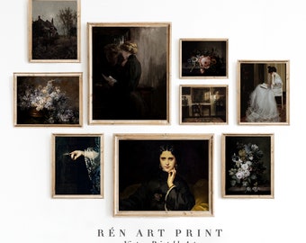 Conjunto de arte mural de galería Dark Academia / Pinturas vintage (Descarga digital)