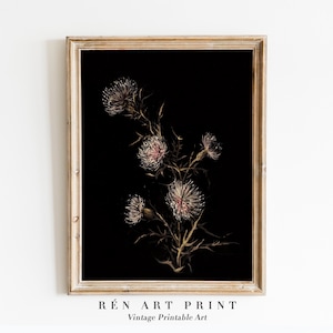 Dark Floral Print | Moody Botanical Wall Art | Dark Academia Print | Vintage Painting Print | Printable Wall Art | Dark Botanical Print