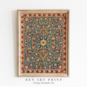 Vintage Textile Wall Art | Antique Tapestry Print | Modern Farmhouse |  Eclectic Art Print