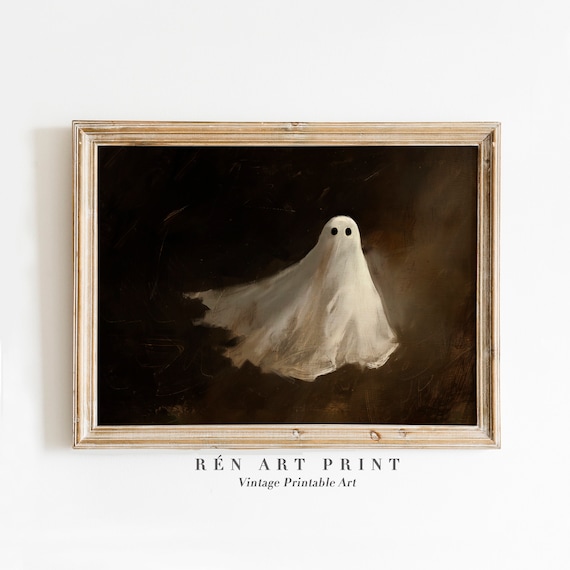Vintage Ghost Art Print | Rustic Halloween Wall Decor (Digital Download)