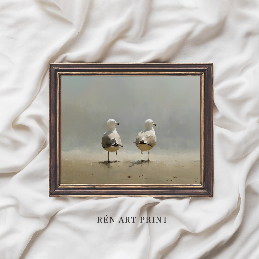 Vintage Seagull Print | Neutral Beach Bird Print | Coastal Summer Wall ...