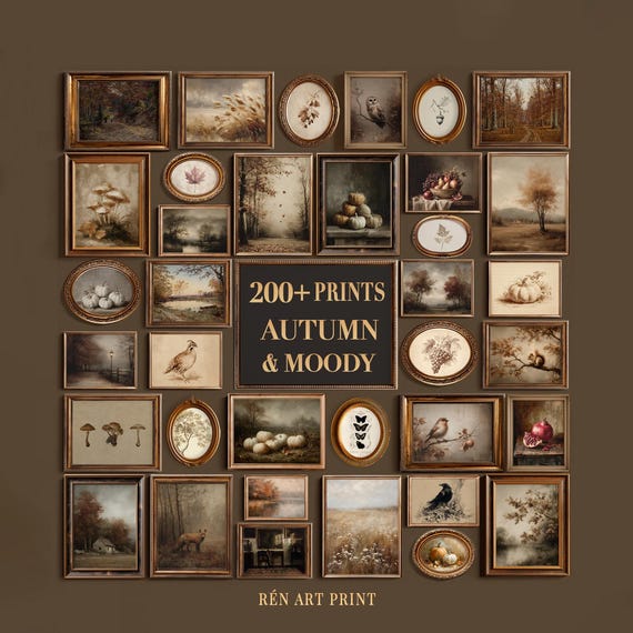 Vintage Autumn Print Bundle: 200+ Moody Fall Gallery Wall Set (Digital Download)