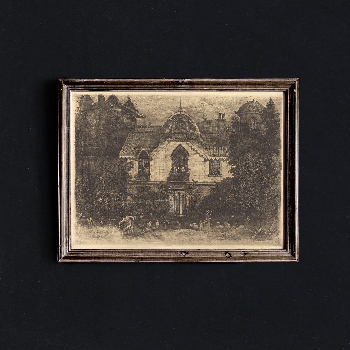 Vintage Moody Haunted House Wall Art Antique Gothic Home Etsy