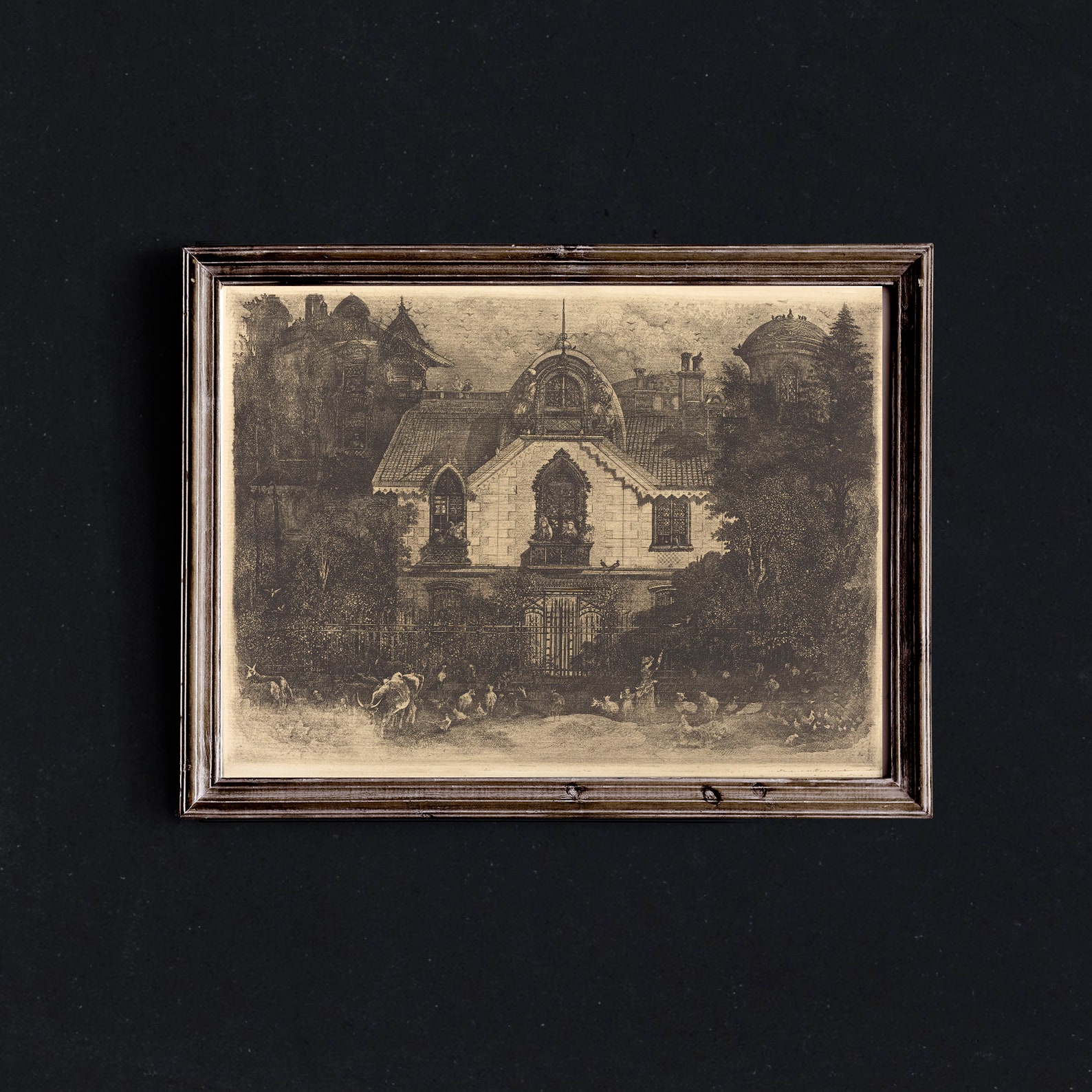 Vintage Moody Haunted House Wall Art Antique Gothic Home Etsy