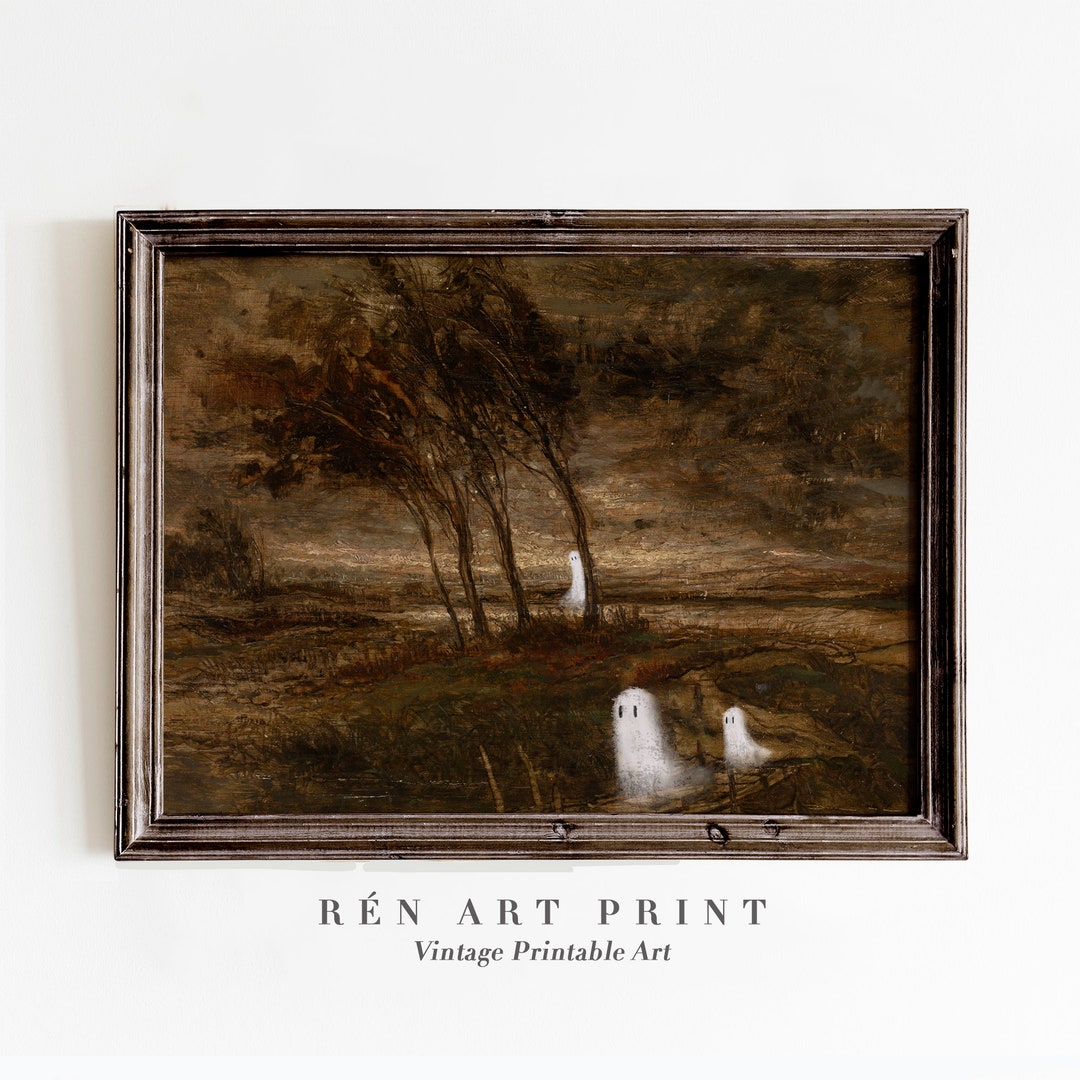 Vintage Ghost Painting | Moody Autumn Landscape Printable Art (digital ...