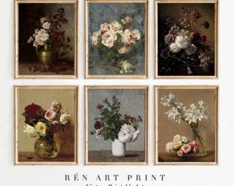 Vintage Floral Gallery Wall Set | Antique Botanical Prints (Digital Download)