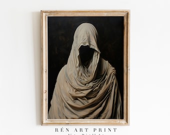 Vintage Ghost Painting Art Print | Spooky Gothic Home Decor (Digital Download)