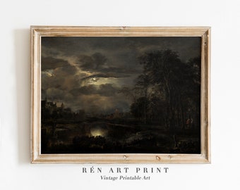 Vintage Gothic Landscape Art Print | Dark Academia Decor (Digital Download)