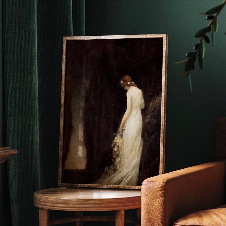 Vintage Woman Portrait Print | Moody Dark Academia Wall Art (digital ...