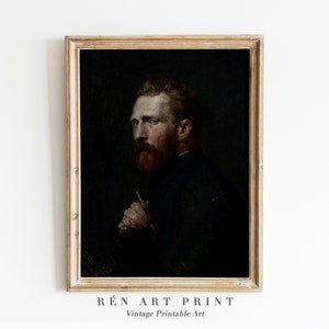 Vintage Man Portrait Painting | Antique Moody Portrait Wall Art | Van Gogh Portrait Print | Dark Moody Portrait Printable Art