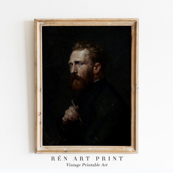 Vintage Man Portrait Painting | Antique Moody Portrait Wall Art | Van Gogh Portrait Print | Dark Moody Portrait Printable Art