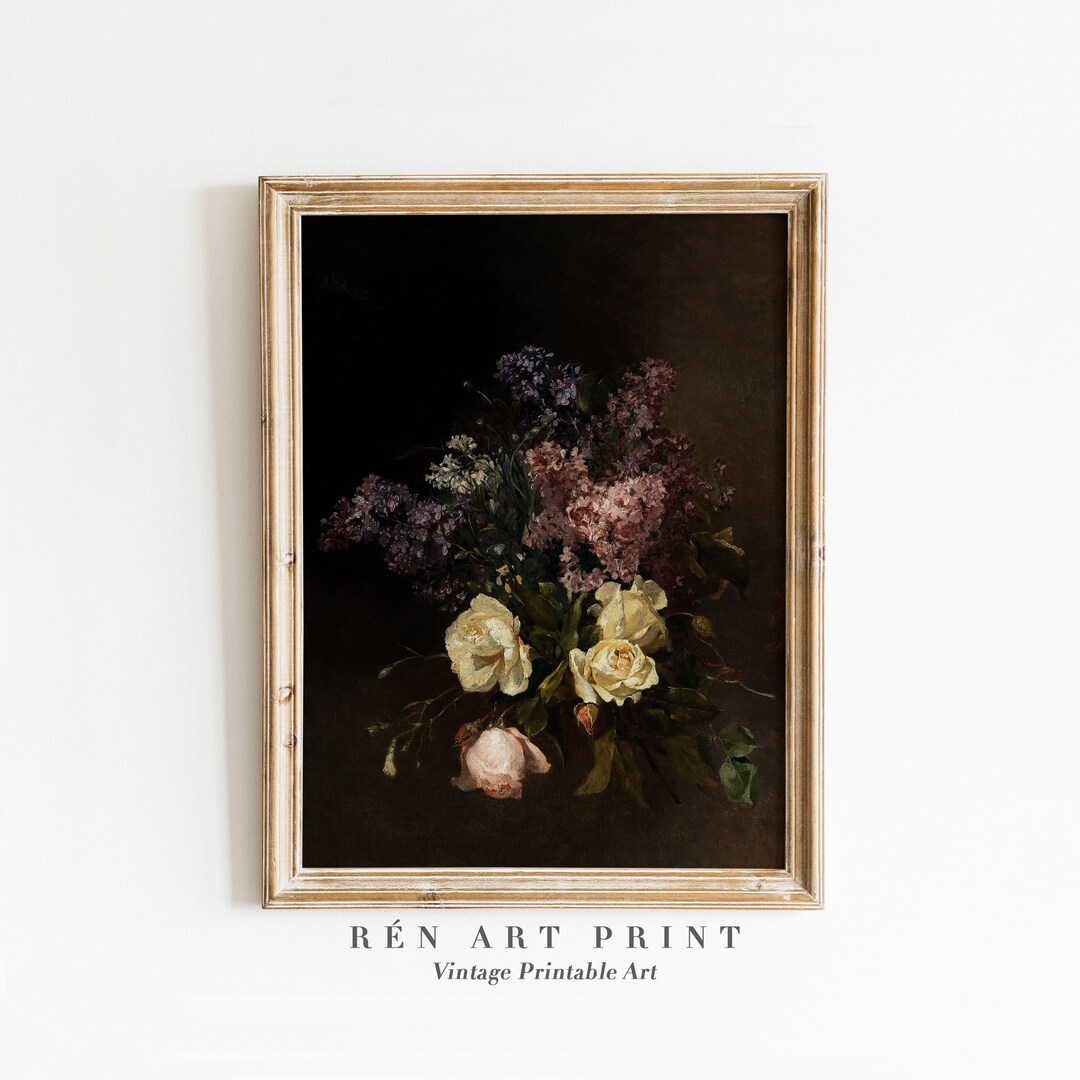 Moody Rose Flower Printable Wall Art | Farmhouse Wall Decor | Dark ...