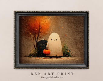 Cute Ghost Halloween Print | Kids Spooky Nursery Wall Art (Digital Download)